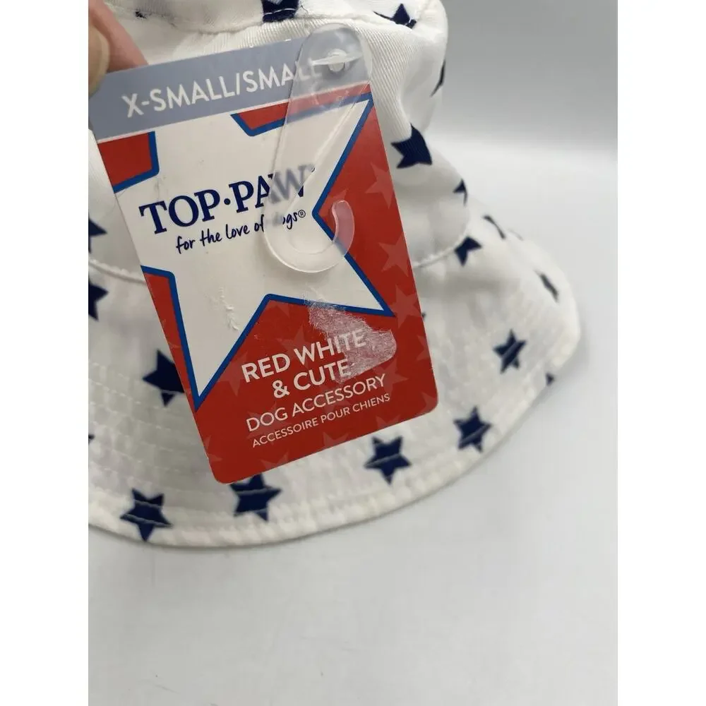 Top Paw - Dog Hat -Medium/Large - Red White and Cute 4th of July Theme Stars